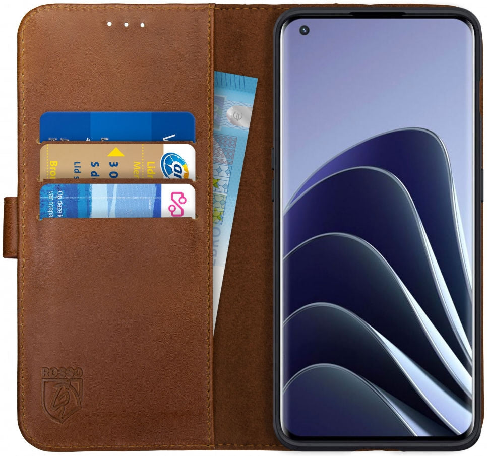 Rosso Deluxe Δερμάτινη Θήκη Πορτοφόλι OnePlus 10 Pro - Brown (8719246343636)