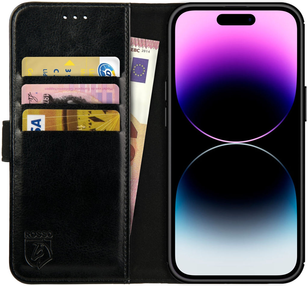 Rosso Element PU Θήκη Πορτοφόλι Apple iPhone 14 Pro - Black (8719246369414)