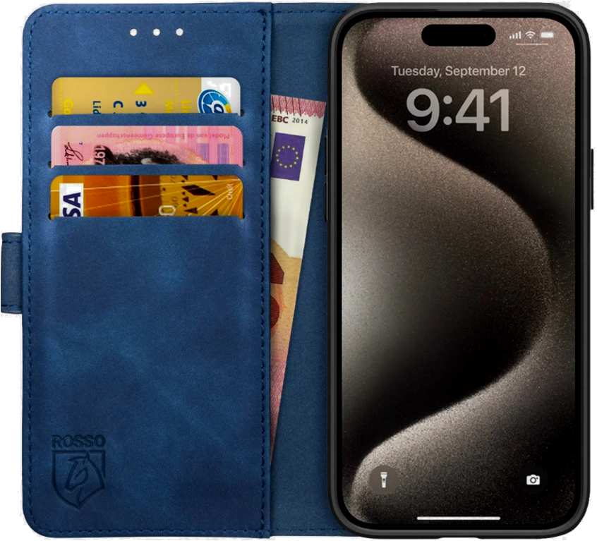 Rosso Element PU Θήκη Πορτοφόλι Apple iPhone 15 Pro - Blue (8719246401336)