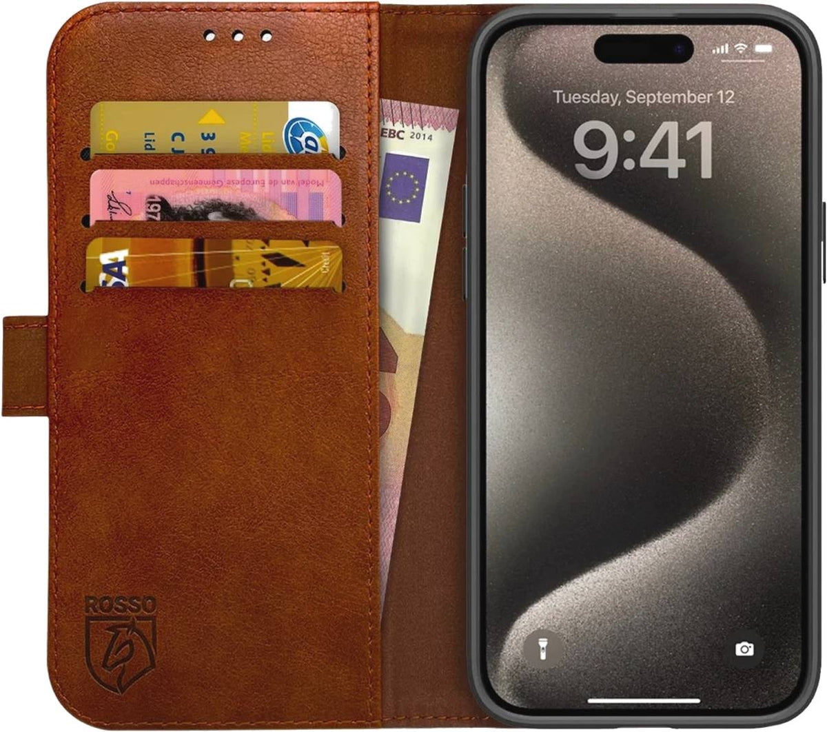 Rosso Element PU Θήκη Πορτοφόλι Apple iPhone 15 Pro - Brown (8719246401299)