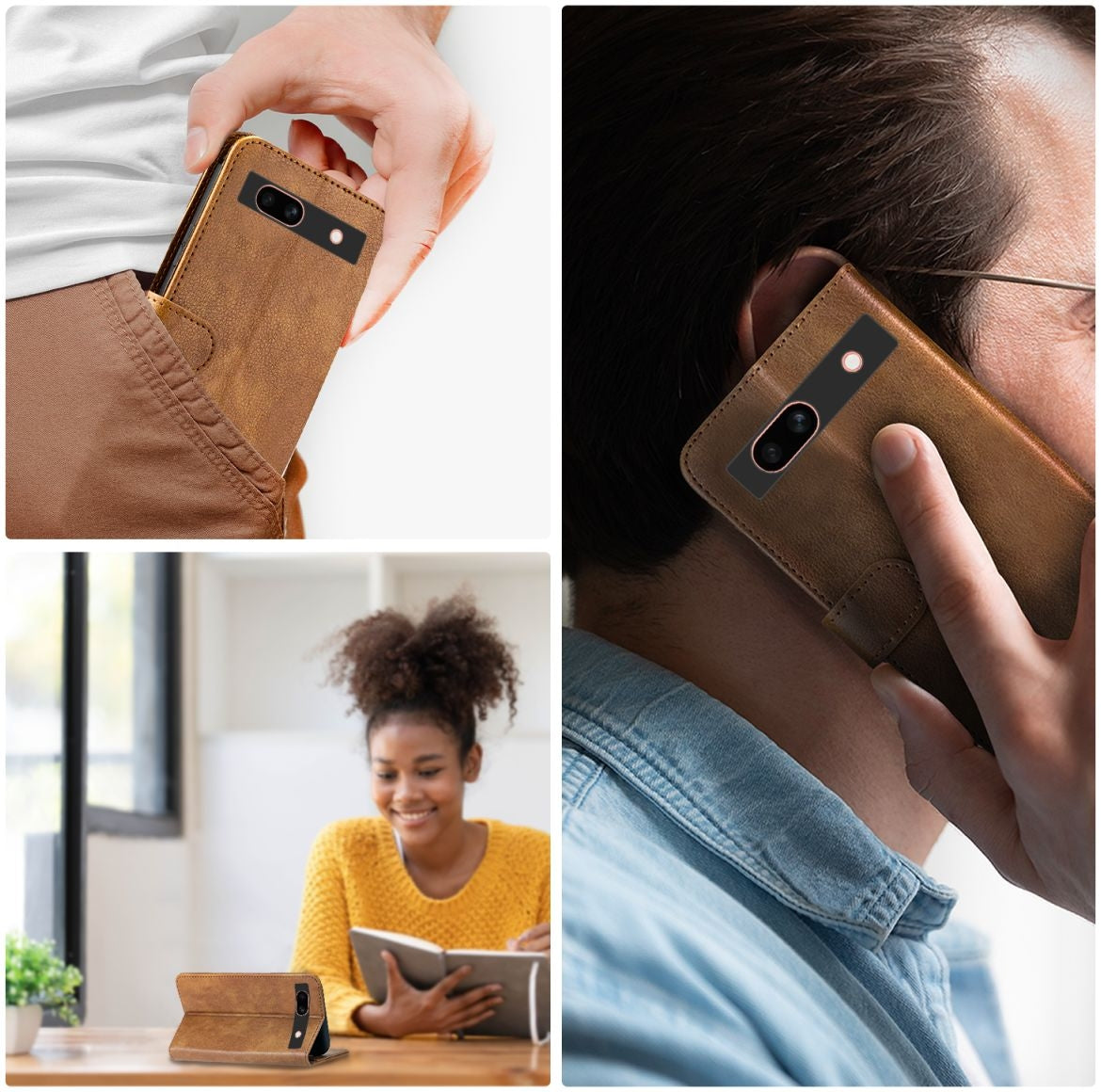 Rosso Element PU Θήκη Πορτοφόλι Google Pixel 7a - Brown (8719246384622)