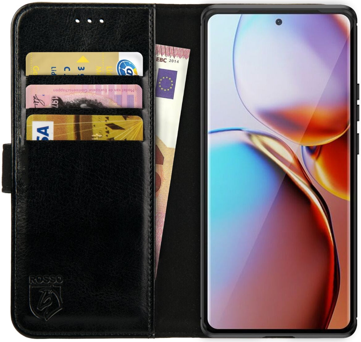 Rosso Element PU Θήκη Πορτοφόλι Motorola Edge 40 Pro - Black (8719246390401)