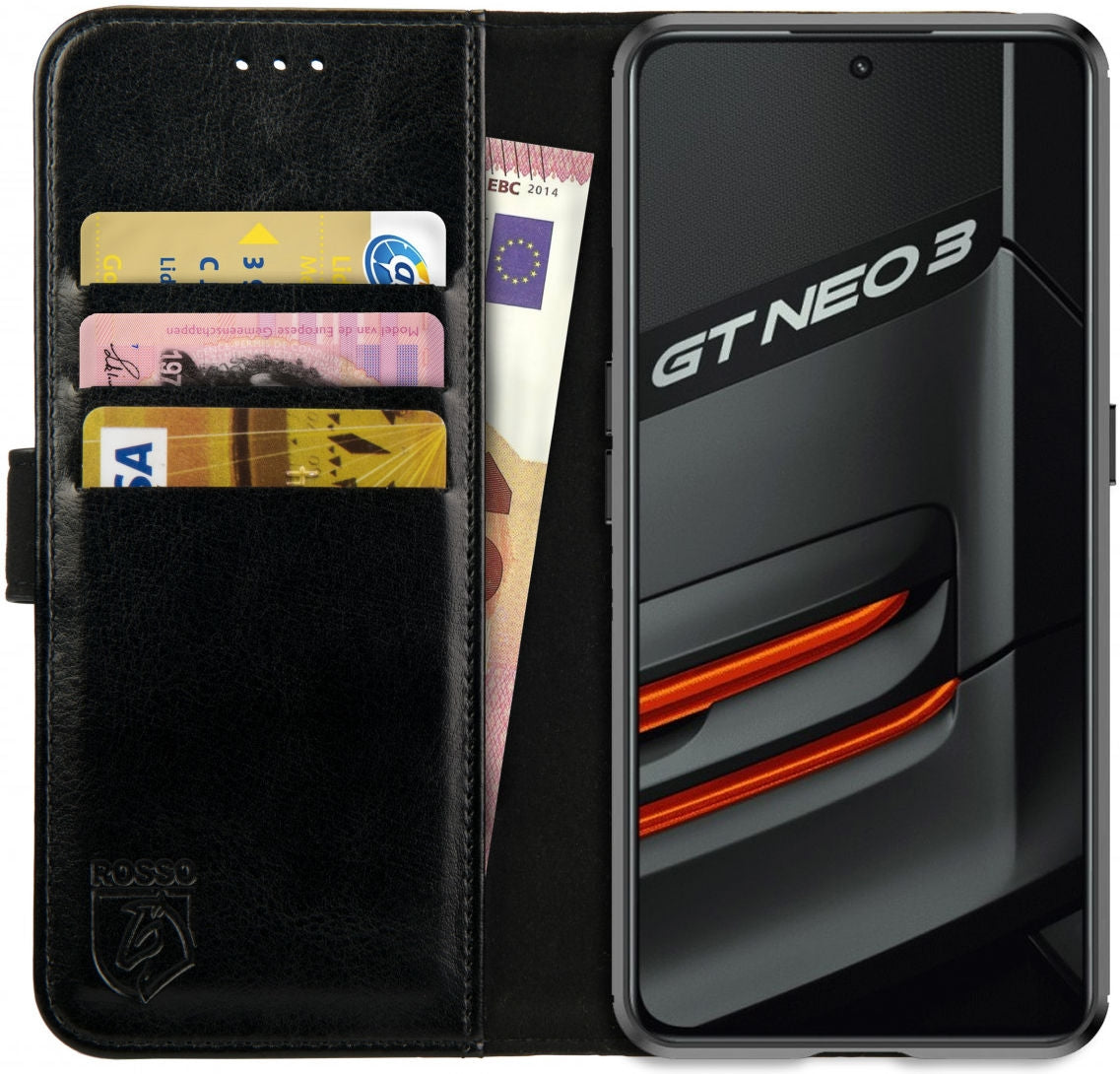 Rosso Element PU Θήκη Πορτοφόλι Realme GT Neo 3 - Black (8719246358302)