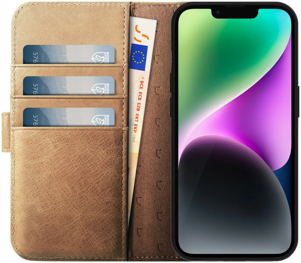 Rosso Elite - MagSafe Δερμάτινη Θήκη / Πορτοφόλι - Apple iPhone 14 - Light Brown (8719246420085)