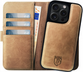 Rosso Elite - MagSafe Δερμάτινη Θήκη / Πορτοφόλι - Apple iPhone 14 Pro - Light Brown (8719246420115)