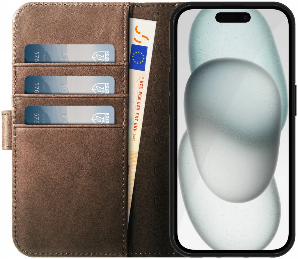 Rosso Elite - MagSafe Δερμάτινη Θήκη / Πορτοφόλι - Apple iPhone 15 - Brown (8719246419959)