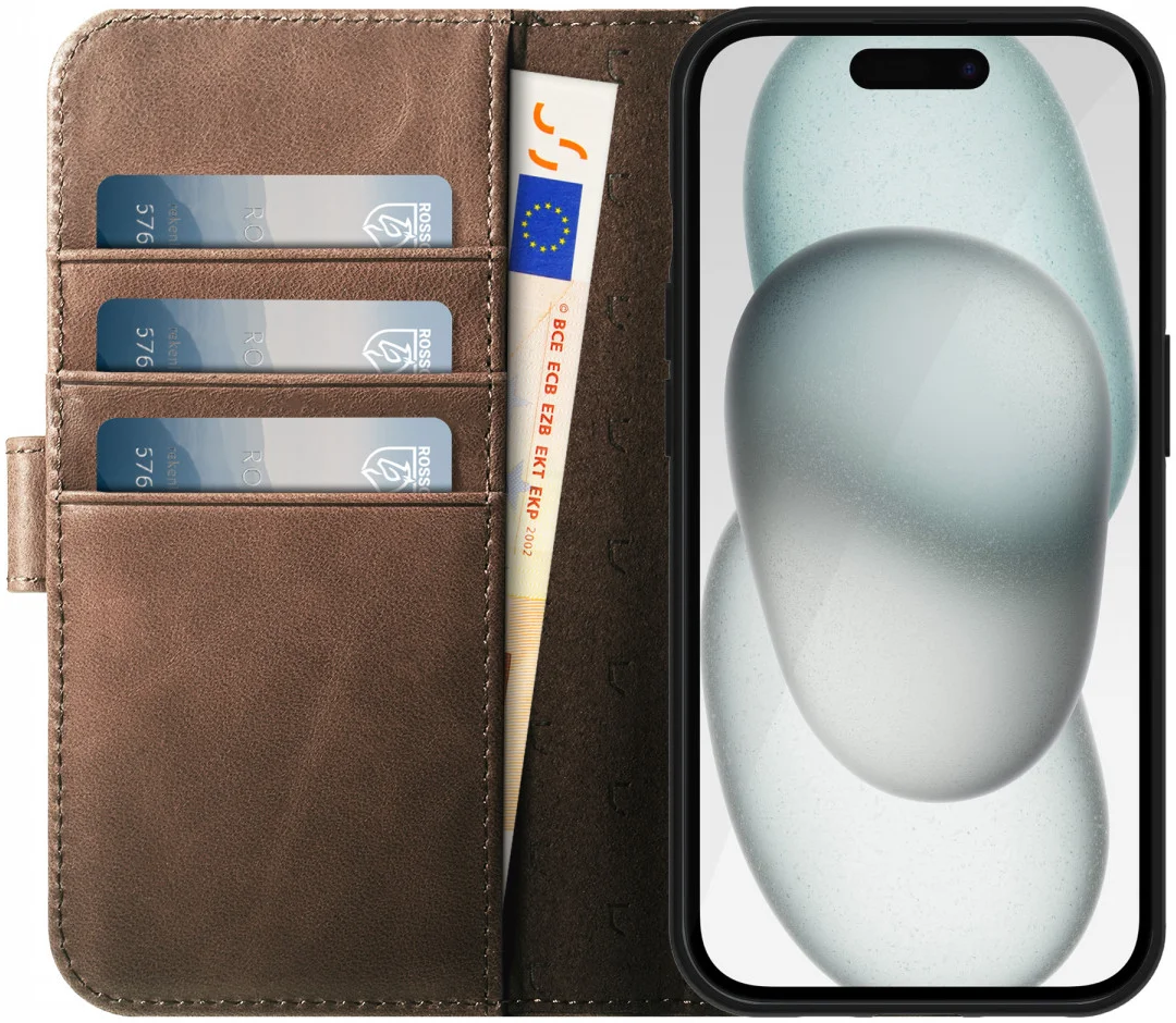Rosso Elite - MagSafe Δερμάτινη Θήκη / Πορτοφόλι - Apple iPhone 15 - Brown (8719246419959)