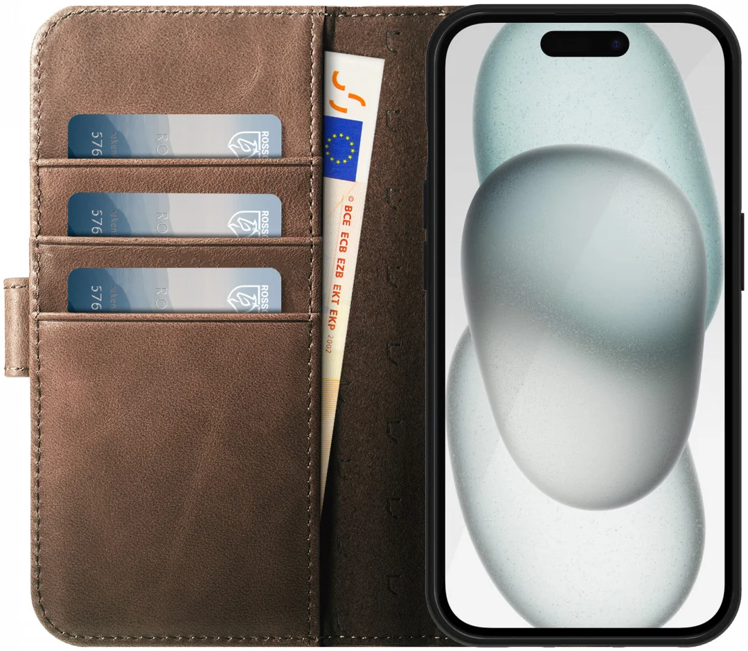 Rosso Elite - MagSafe Δερμάτινη Θήκη / Πορτοφόλι - Apple iPhone 15 Plus - Brown (8719246419980)