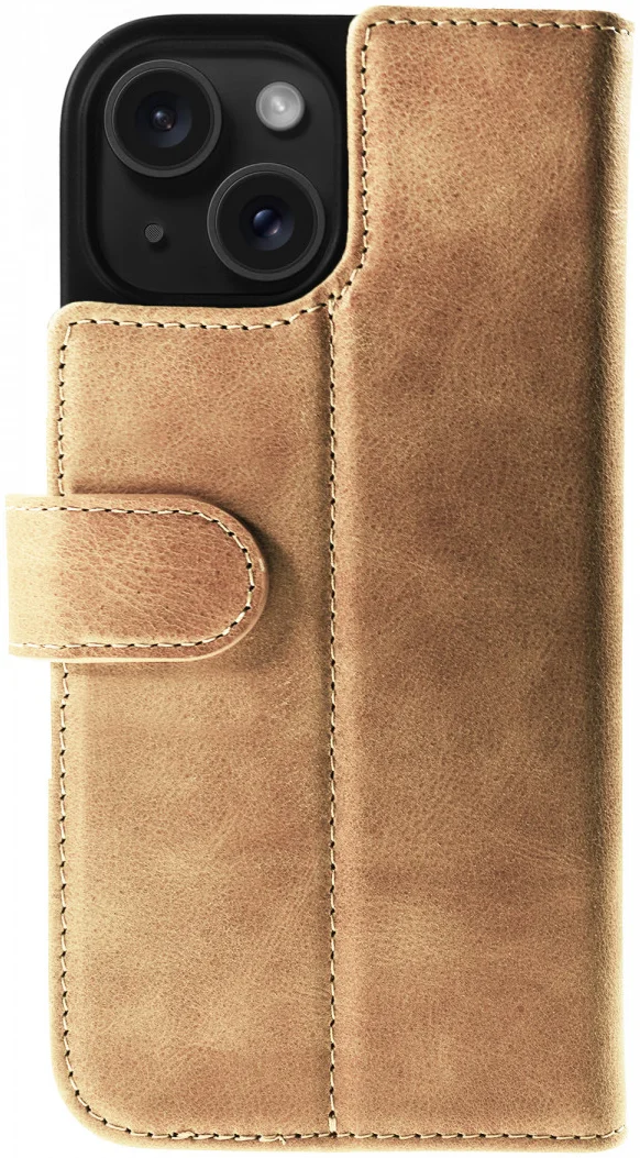 Rosso Elite - MagSafe Δερμάτινη Θήκη / Πορτοφόλι - Apple iPhone 15 Plus - Light Brown (8719246419997)