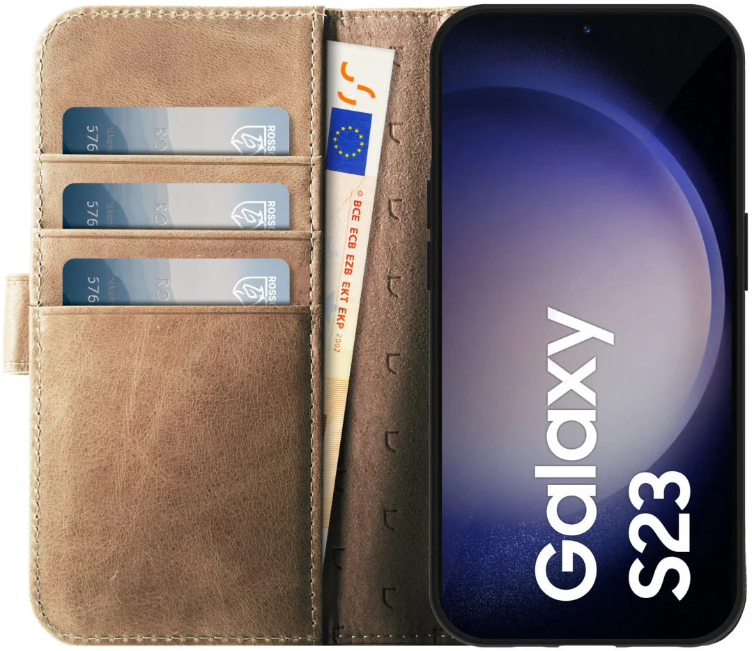Rosso Elite - MagSafe Δερμάτινη Θήκη / Πορτοφόλι - Samsung Galaxy S23 - Light Brown (8719246420146)