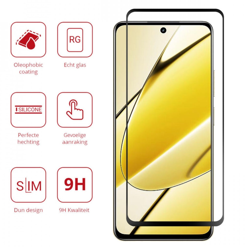 Rosso Tempered Glass - FullFace Αντιχαρακτικό Προστατευτικό Γυαλί Οθόνης Realme 11 5G - Black (8719246398759)