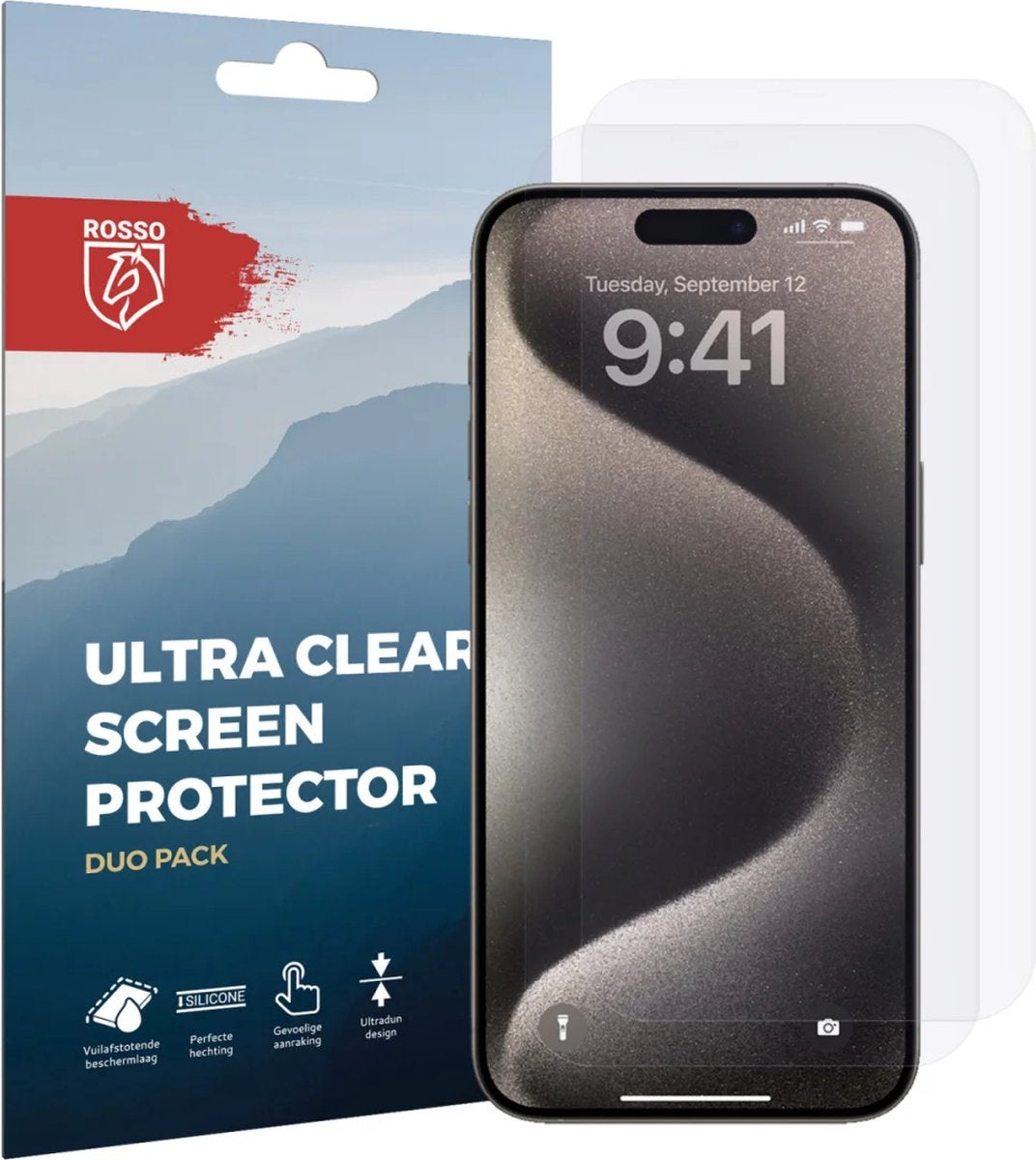 Rosso Ultra Clear Screen Protector - Μεμβράνη Προστασίας Οθόνης - Apple iPhone 15 Pro Max - 2 Τεμάχια (8719246401152)