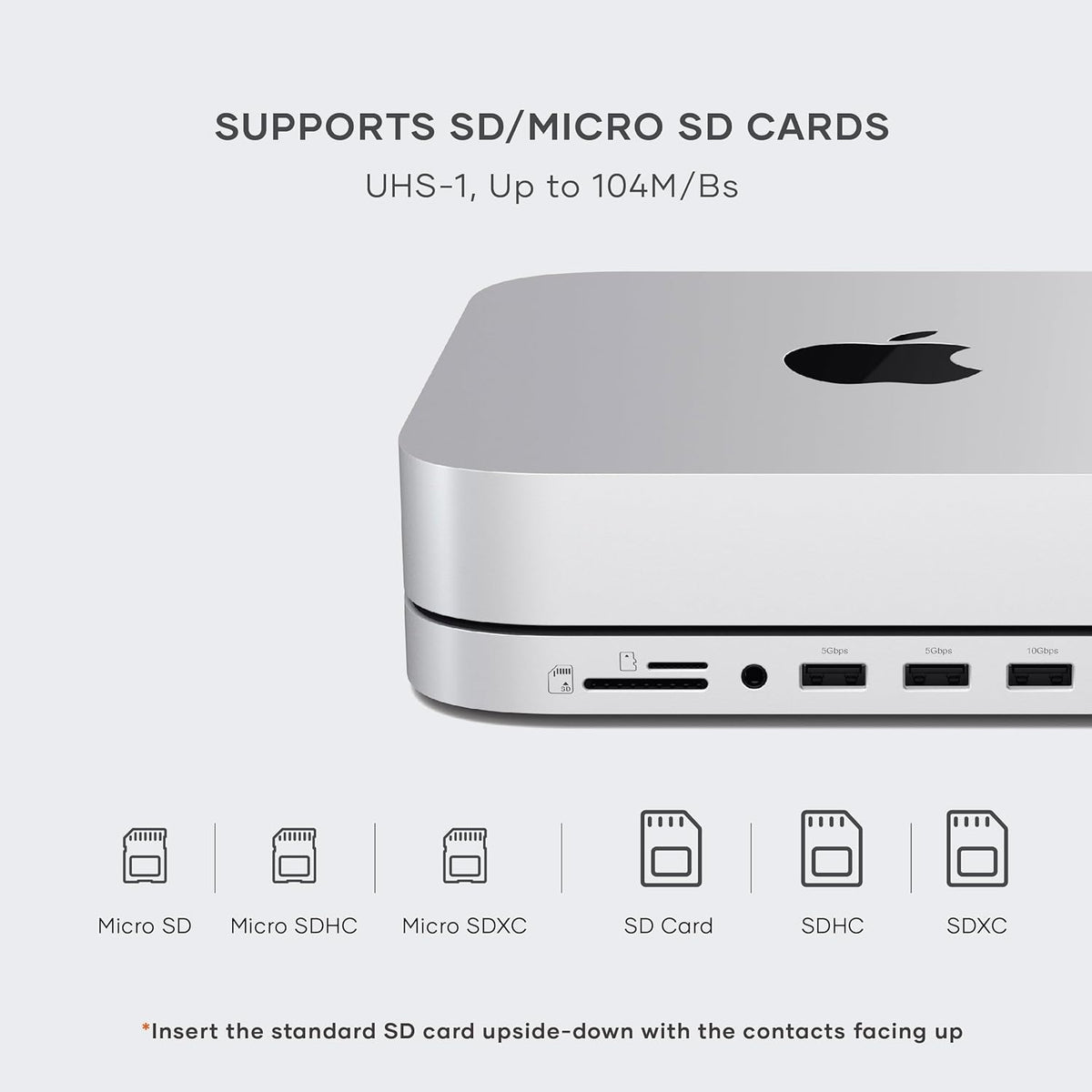 Satechi Stand & Hub για Mac Mini M1 / M2 2023 - 2020 / Mac Studio M4-M1 2025 - 2022 - Με Θήκη για NVMe SSD M.2 SATA Εξωτερικό