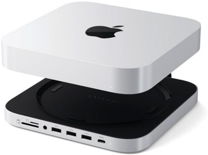 Satechi Stand & Hub για Mac Mini M1 / M2 2023 - 2020 / Mac Studio M4-M1 2025 - 2022 - Με Θήκη για NVMe SSD M.2 SATA Εξωτερικό