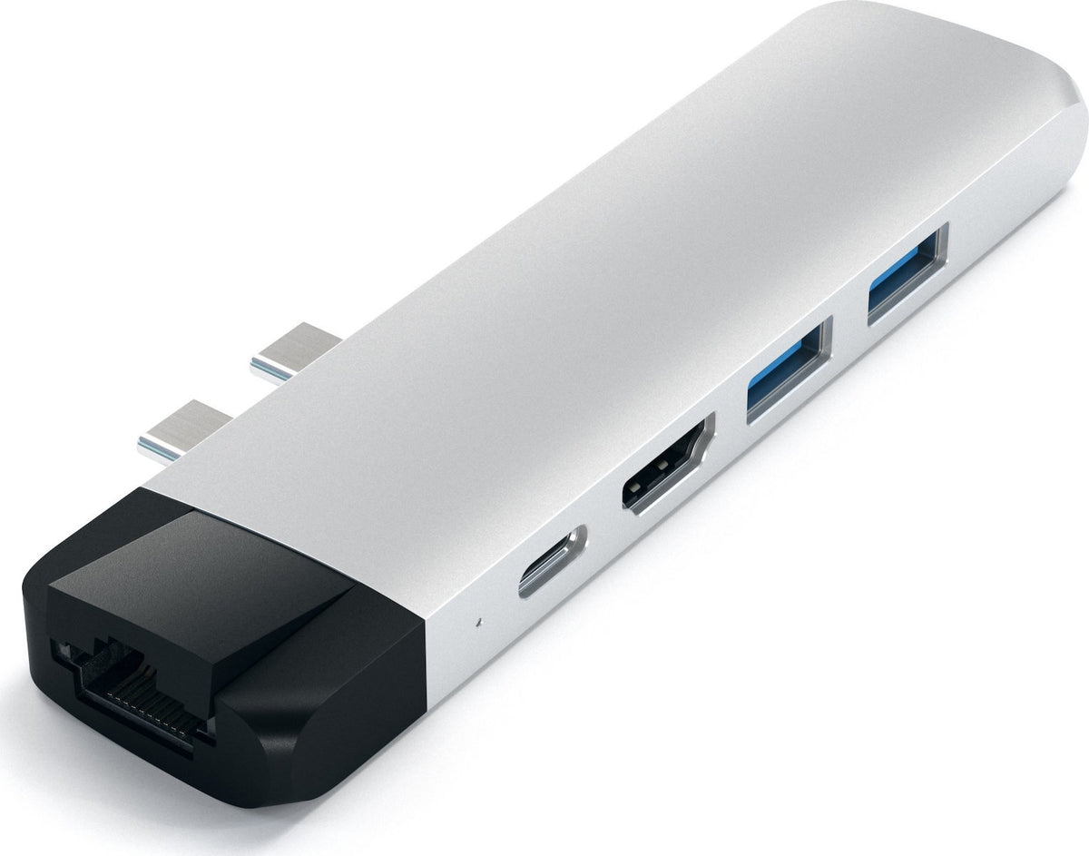 Satechi Type-C Pro Hub Αντάπτορας - Με 1x Type-C / 2x USB-A / 1x 4K HDMI / 1x Ethernet / 1x microSD - Silver  (ST-TCPHES)
