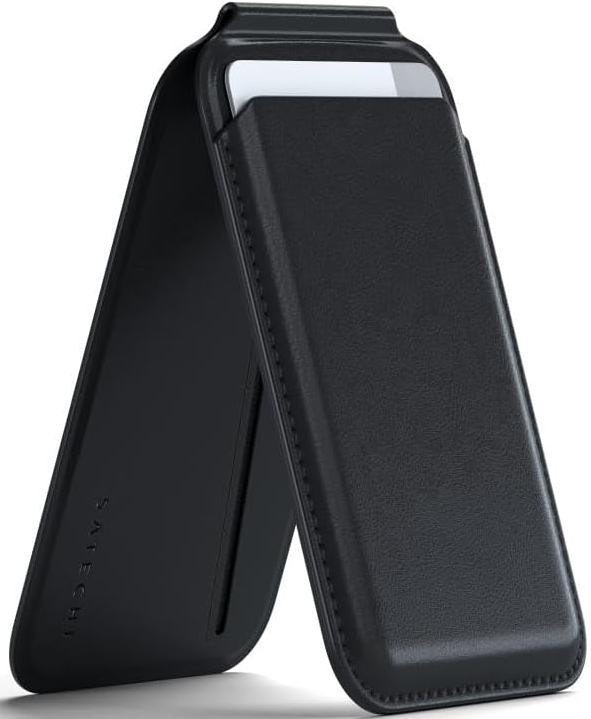 Satechi Vegan-Leather Magnetic Wallet Stand - MagSafe Θήκη - Πορτοφόλι για Κάρτες / Αναδιπλούμενη Βάση από Δέρμα Vegan - Blac