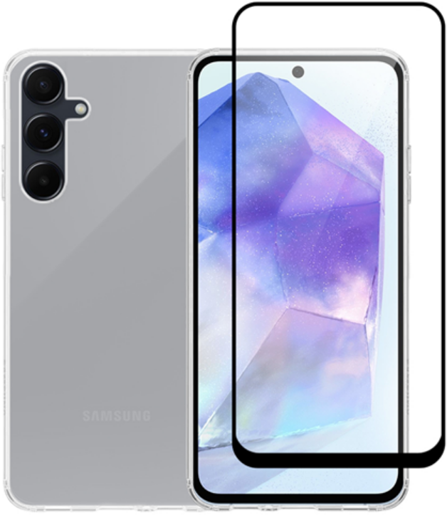 Σετ Διάφανη Θήκη Σιλικόνης & Full Face Tempered Glass - Samsung Galaxy A35 - Vivid Set Gelly Case & Full Face Tempered Glass 