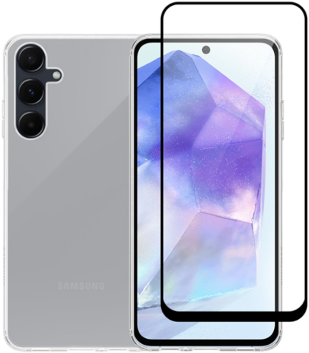 Σετ Διάφανη Θήκη Σιλικόνης & Full Face Tempered Glass - Samsung Galaxy A55 - Vivid Set Gelly Case & Full Face Tempered Glass 