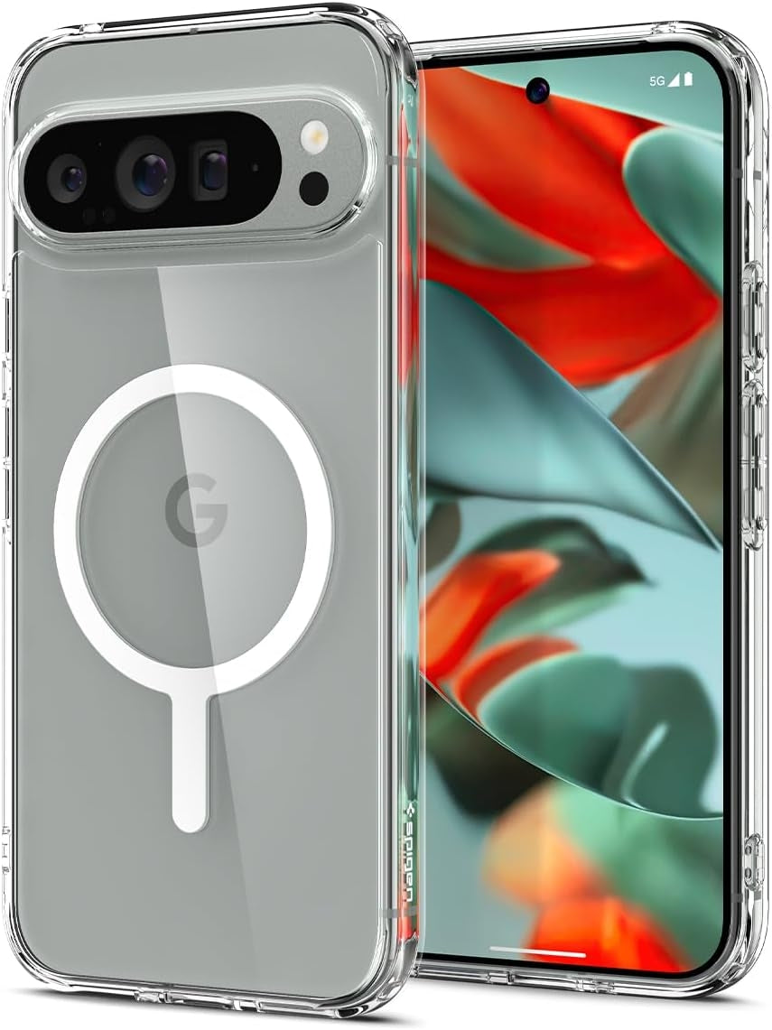 Σκληρή Ανθεκτική MagSafe Θήκη - Google Pixel 9 Pro XL - Spigen Ultra Hybrid OneTap Metal Ring MagFit - White (ACS07720)
