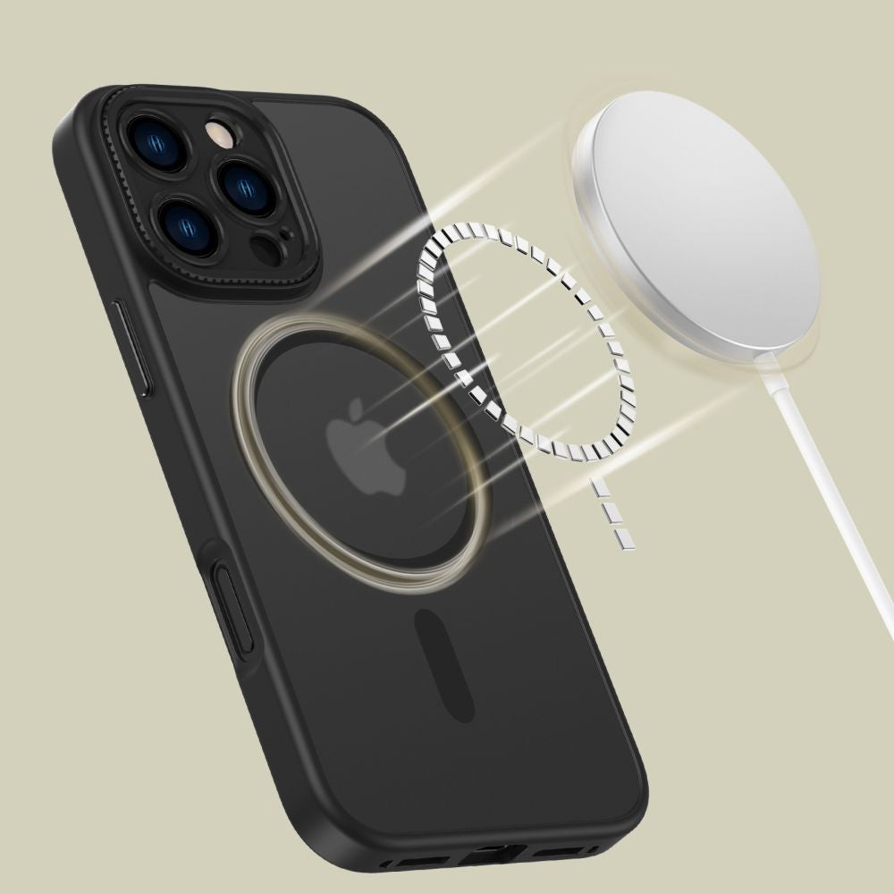 Σκληρή Ημιδιάφανη Θήκη MagSafe με Πλαίσιο Κάμερας - Apple iPhone 16 Pro Max - Tech-Protect MagCam - Matte Black (590630231169