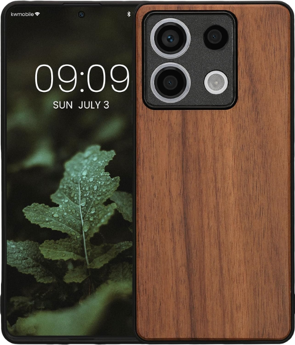 Σκληρή Ξύλινη Θήκη με TPU Bumper - Xiaomi Redmi Note 13 5G - KWmobile Wood Case with TPU Bumper - Walnut / Brown (KWM000020LO