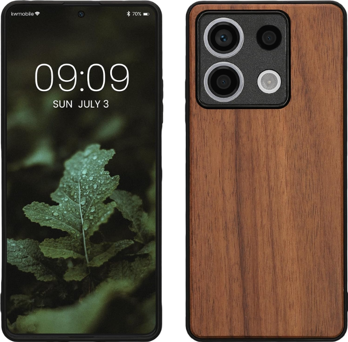 Σκληρή Ξύλινη Θήκη με TPU Bumper - Xiaomi Redmi Note 13 5G - KWmobile Wood Case with TPU Bumper - Walnut / Brown (KWM000020LO
