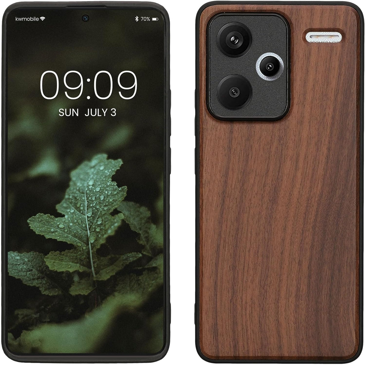 Σκληρή Ξύλινη Θήκη με TPU Bumper - Xiaomi Redmi Note 13 Pro Plus - KWmobile Wood Case with TPU Bumper - Walnut / Brown (KWM00
