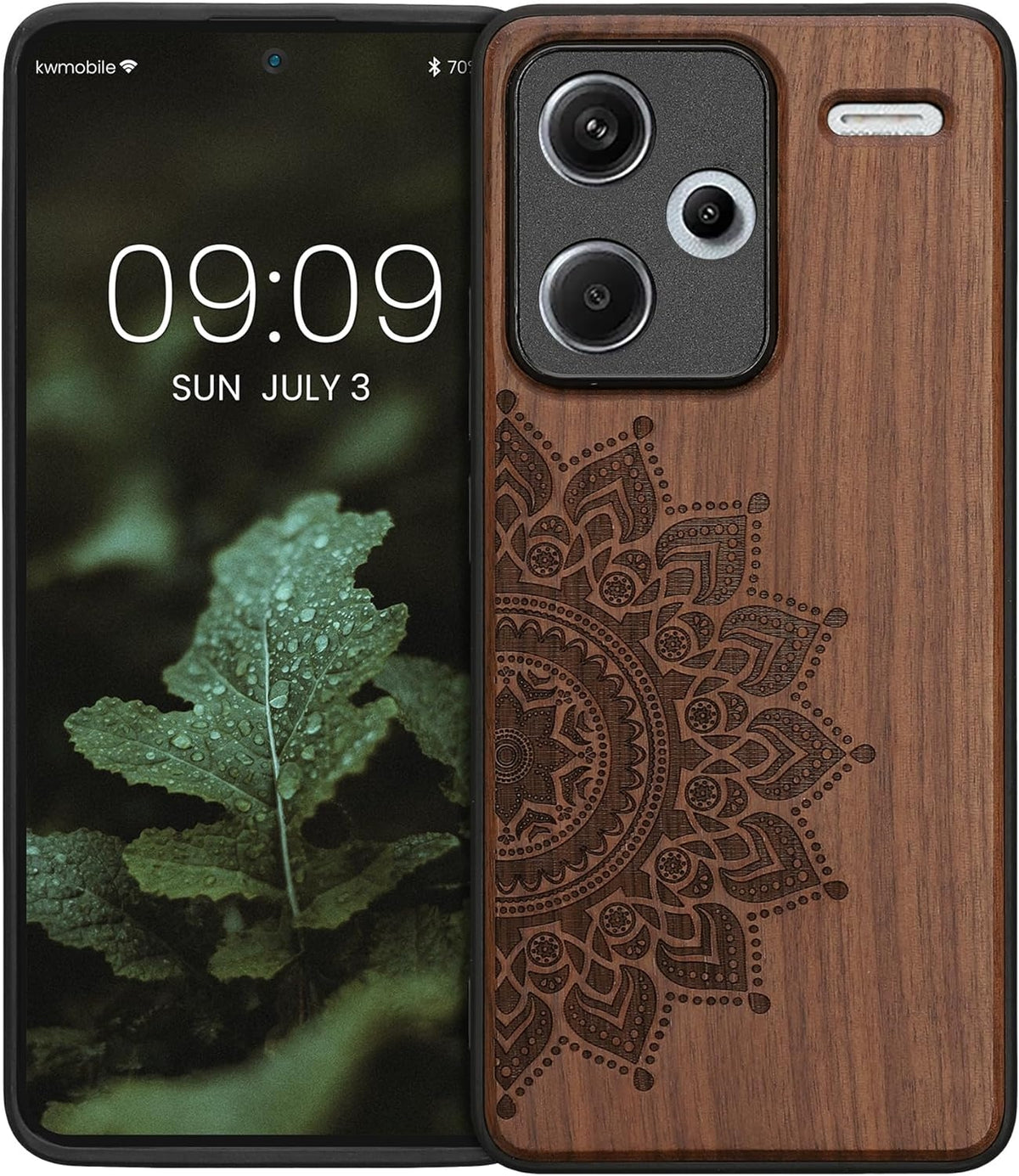 Σκληρή Ξύλινη Θήκη με TPU Bumper - Xiaomi Redmi Note 13 Pro Plus - KWmobile Wood Case with TPU Bumper - Walnut / Rising Sun (