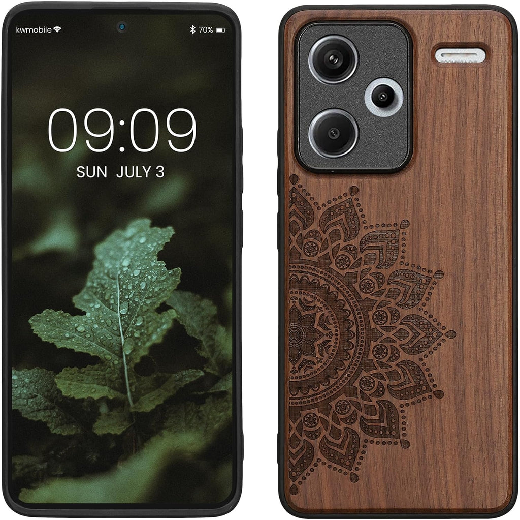 Σκληρή Ξύλινη Θήκη με TPU Bumper - Xiaomi Redmi Note 13 Pro Plus - KWmobile Wood Case with TPU Bumper - Walnut / Rising Sun (