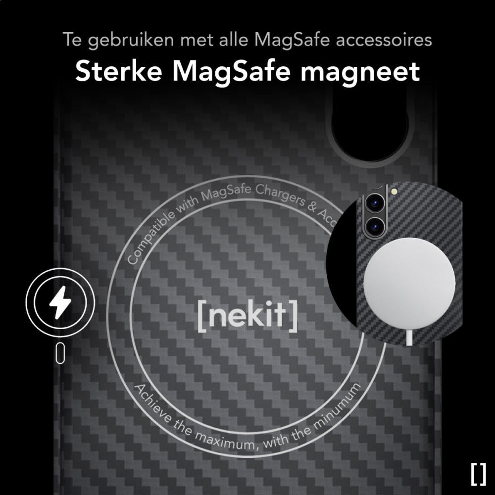 Σκληρή MagSafe Θήκη Aramid Fiber - Samsung Galaxy S24 - Nekit Fiber - 1mm - 1500D Kevlar - Black (8719246451973)