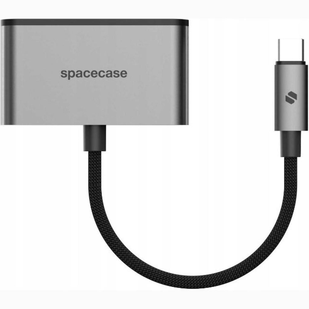 Αντάπτορας Spacecase DataHub 3 in 1 Card Reader Type-C (Male) σε 1 x USB-A (Female) / 1 x MicroSD / SD (Female) - Space Grey