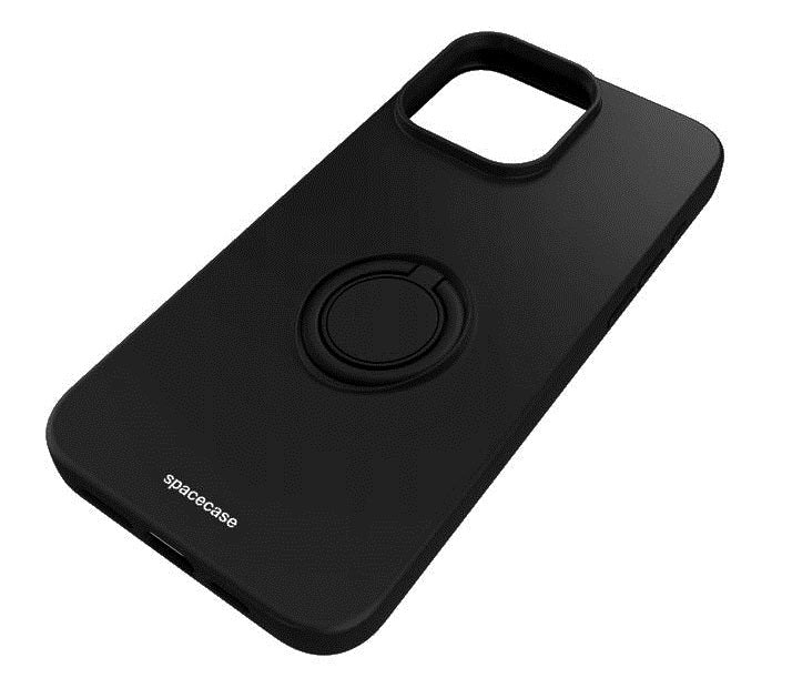 Spacecase Silicone Ring - Θήκη Σιλικόνης με Μεταλλικό Μαγνητικό Ring Holder - Apple iPhone 15 Pro Max - Black (5905719103880)