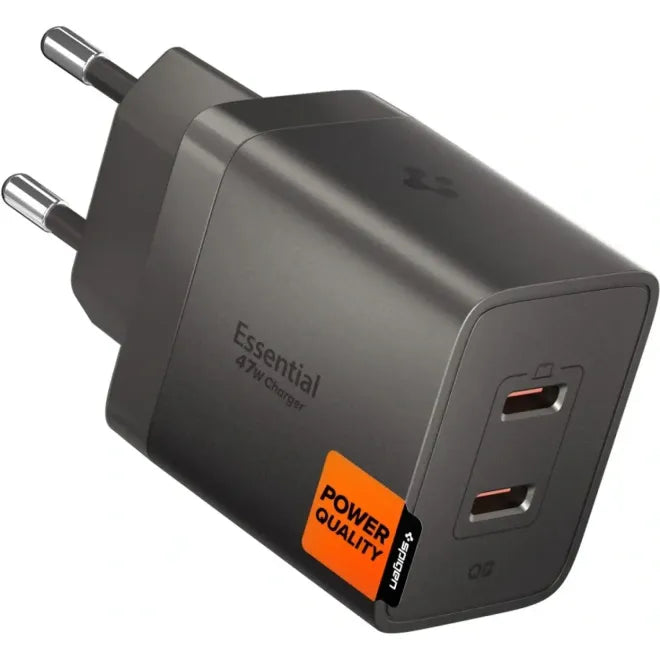 Φορτιστής Spigen EE472EU Essential Wall Charger GaN Γρήγορος Ταξιδιού / Αντάπτορας με 2 x Type-C 47W - Gunmetal
