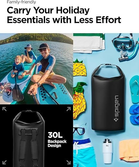 Spigen A631 Aqua Shield Waterproof Bag - Universal Αδιάβροχη Τσάντα Πλάτης - 30L - IPX6 - Black (AMP07226)