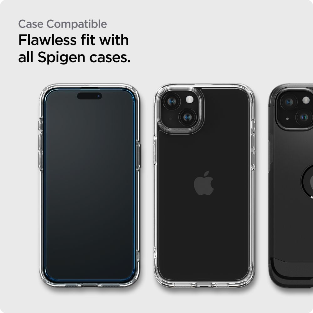 Spigen GLAS.tR ALIGNmaster - Αντιχαρακτικό Fullface Γυάλινο Tempered Glass Apple iPhone 15 Plus - 2 Τεμάχια - Black (AGL06886