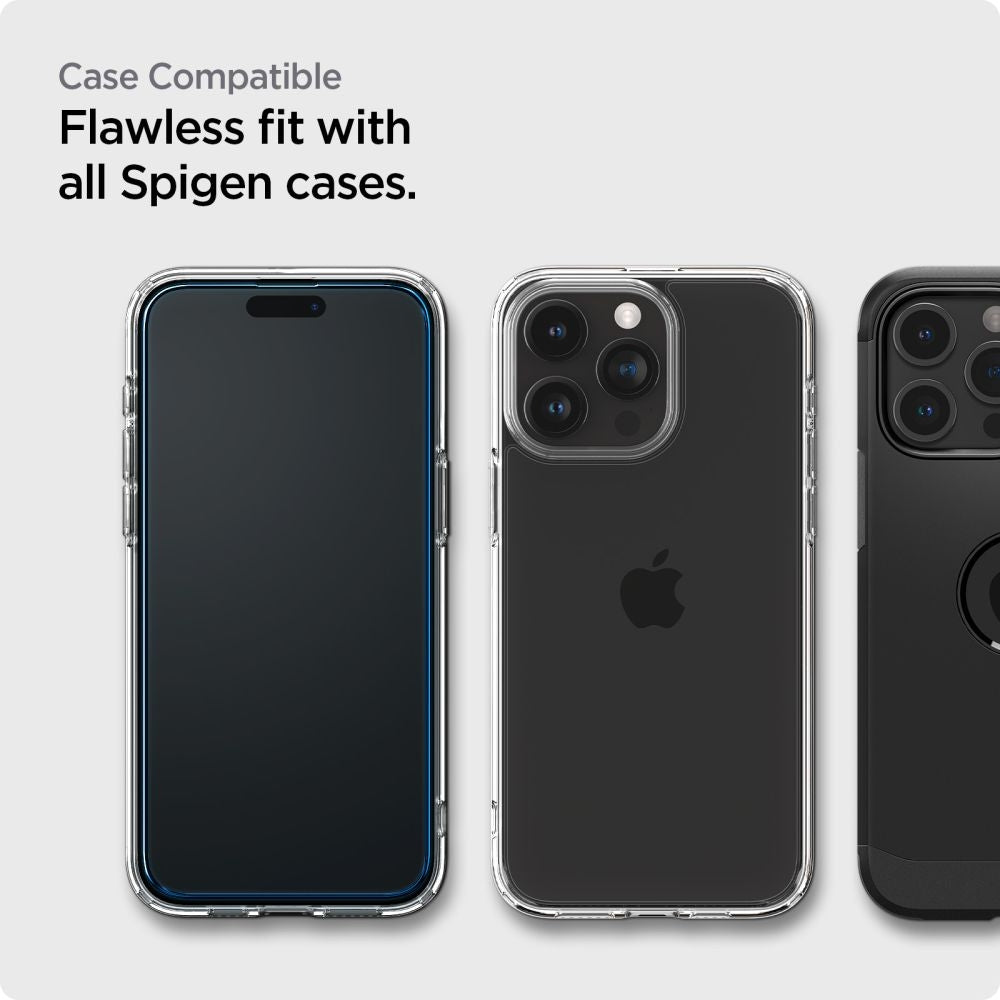 Spigen GLAS.tR ALIGNmaster - Αντιχαρακτικό Fullface Γυάλινο Tempered Glass Apple iPhone 15 Pro - 2 Τεμάχια - Black (AGL06895)