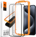 Spigen GLAS.tR ALIGNmaster - Αντιχαρακτικό Fullface Γυάλινο Tempered Glass Apple iPhone 15 Pro - 2 Τεμάχια - Black (AGL06895)