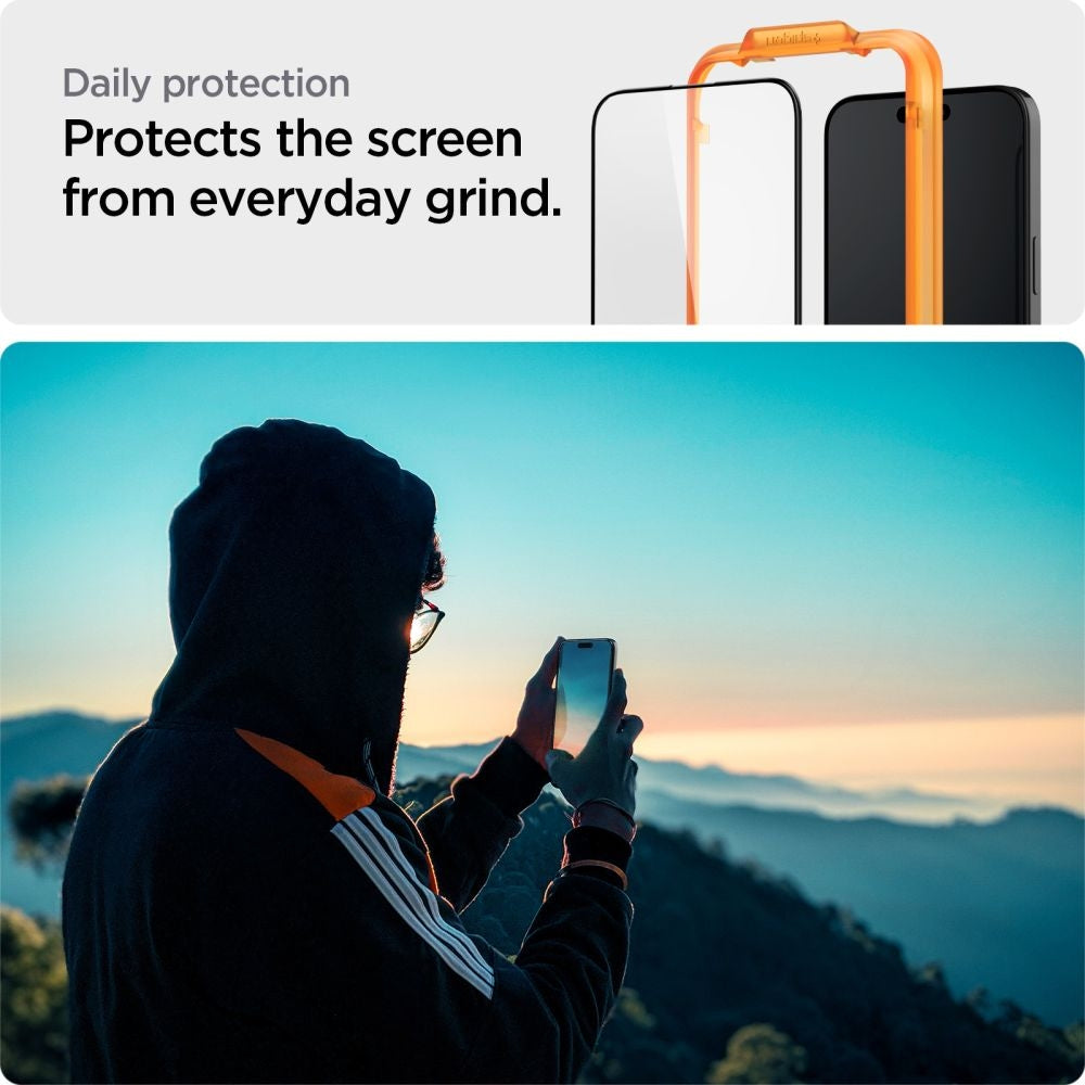 Spigen GLAS.tR ALIGNmaster - Αντιχαρακτικό Fullface Γυάλινο Tempered Glass Apple iPhone 15 Pro Max - 2 Τεμάχια - Black (AGL06