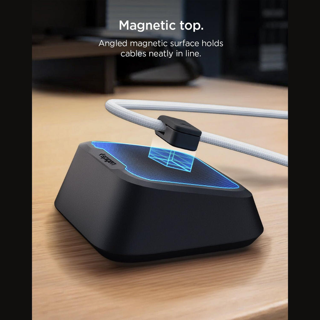 Οργανωτής Καλωδίων Spigen LD103 Magnetic Cable Holder Μαγνητική Βάση 2 Θέσεων από Αντιολισθητική Σιλικόνη - Black