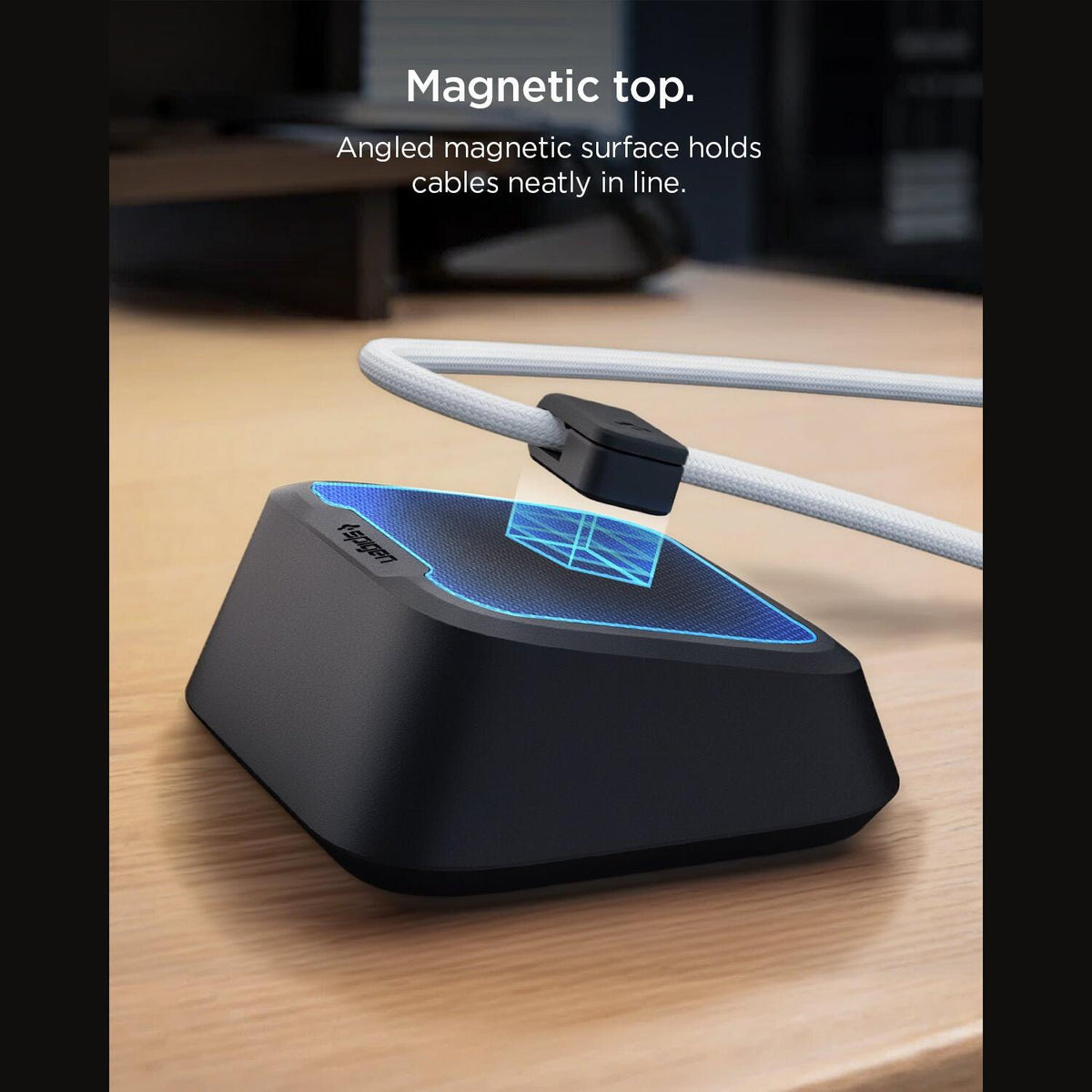 Οργανωτής Καλωδίων Spigen LD103 Magnetic Cable Holder Μαγνητική Βάση 2 Θέσεων από Αντιολισθητική Σιλικόνη - Black