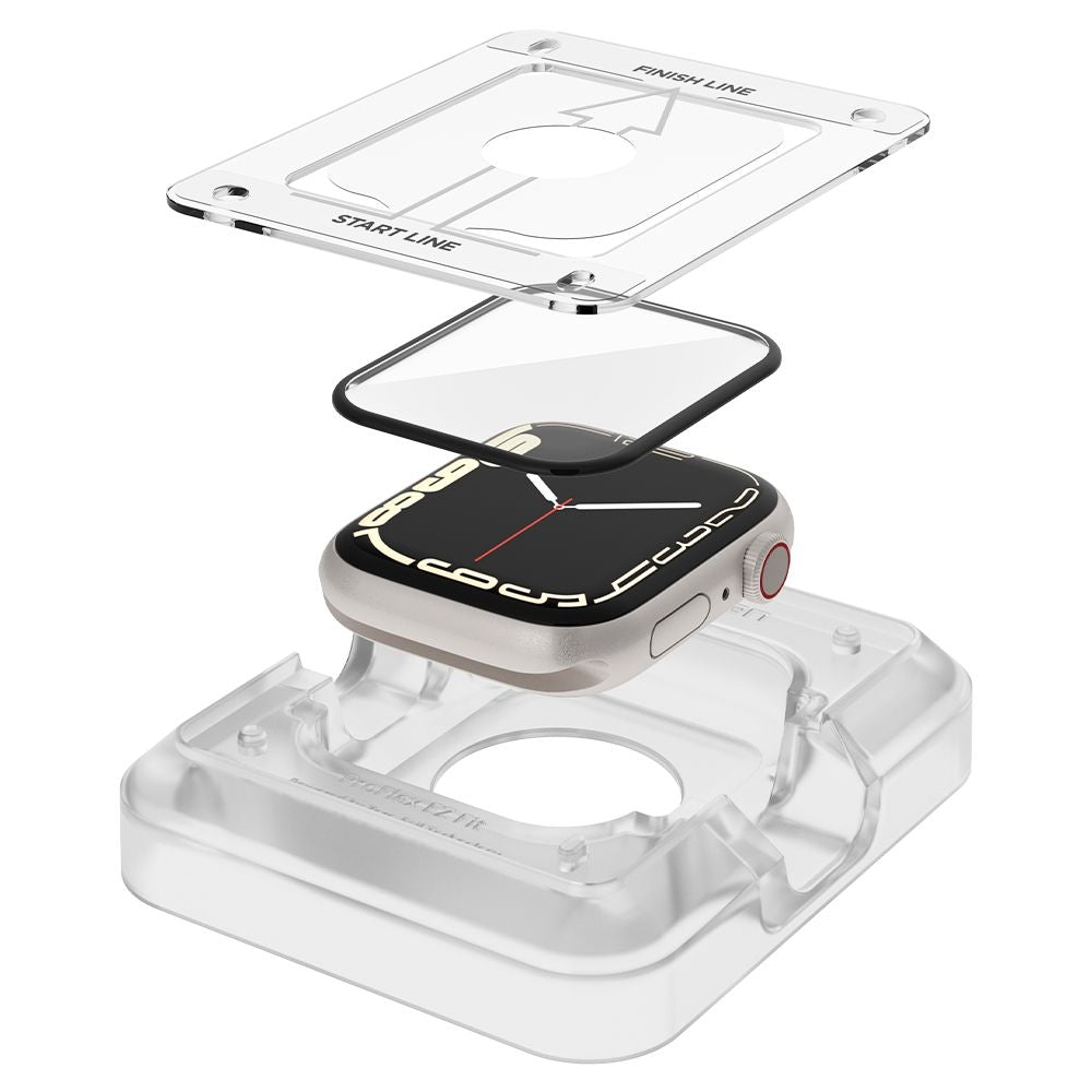 Spigen ProFlex "EZ FIT" Tempered Glass - Fullface Αντιχαρακτικό Γυαλί Οθόνης Apple Watch 9 / 8 / 7 45mm - 2 Τεμάχια (AFL04051