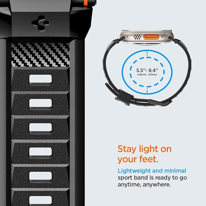 Spigen Rugged Ultra Band - Premium Λουράκι Σιλικόνης με Ανθρακονήματα - Apple Watch Ultra/SE/11/10/9/8/7/6/5/4 (49/46/45/44mm
