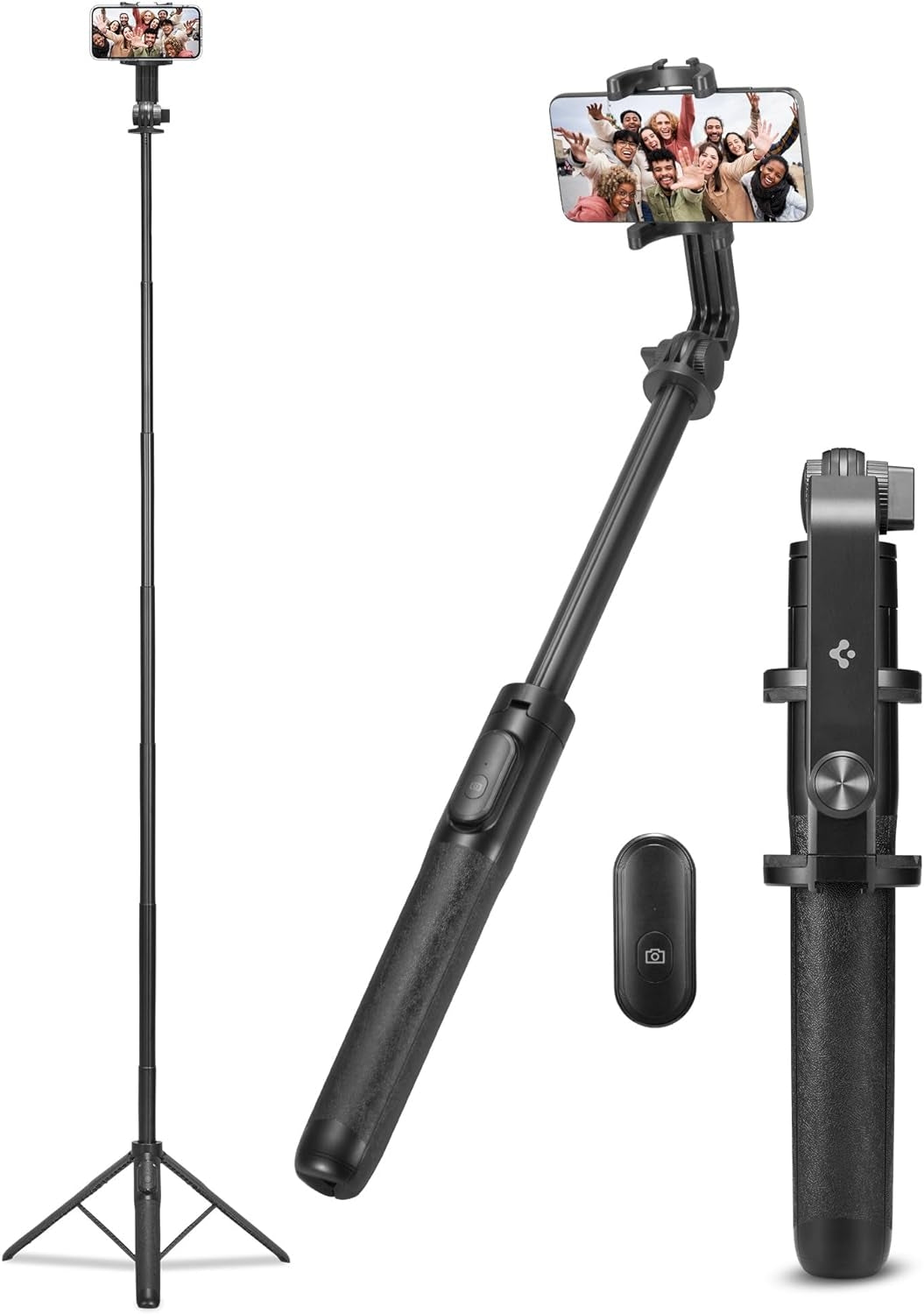 Spigen S560W Bluetooth Selfie Stick Tripod - Ασύρματο Bluetooth Selfie Stick και Τρίποδο με Τηλεχειριστήριο - Black (AMP05813