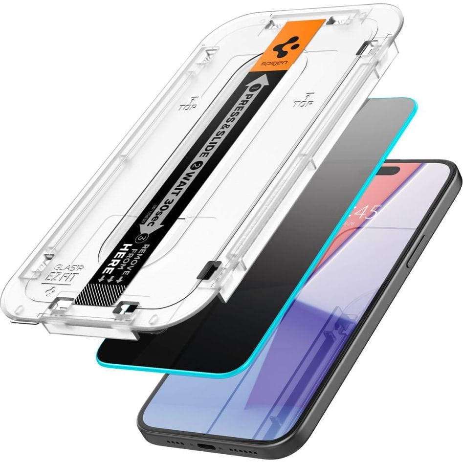 Spigen Tempered Glass GLAS.tR EZ Fit HD Privacy - Αντιχαρακτικό Γυαλί Προστασίας Απορρήτου Οθόνης - Apple iPhone 16 Plus / 15