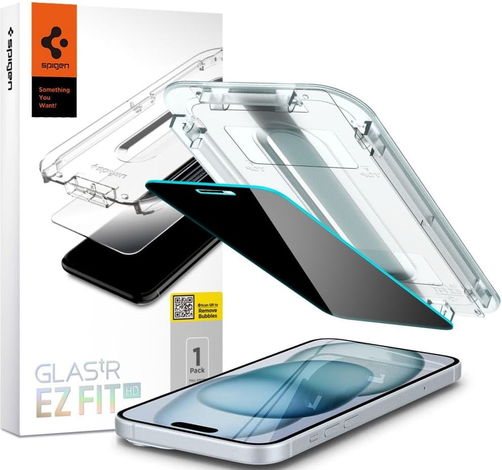 Spigen Tempered Glass GLAS.tR EZ Fit HD Privacy - Αντιχαρακτικό Γυαλί Προστασίας Απορρήτου Οθόνης - Apple iPhone 16 / 15 (AGL