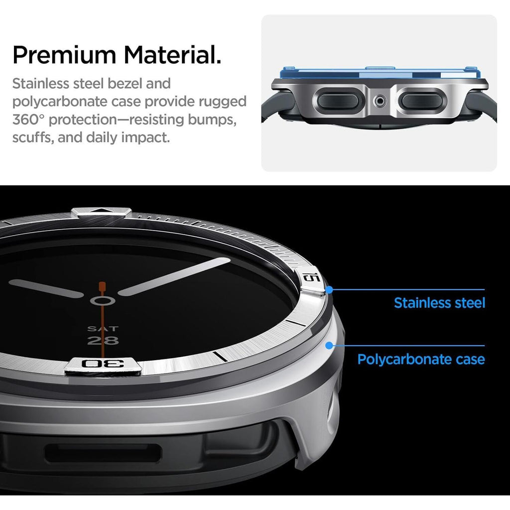 Στεφάνη Προστασίας Samsung Galaxy Watch 9 / 8 44mm Spigen Bezel Tune Pro από Ανοξείδωτο Ατσάλι - Silver (ACS10011)