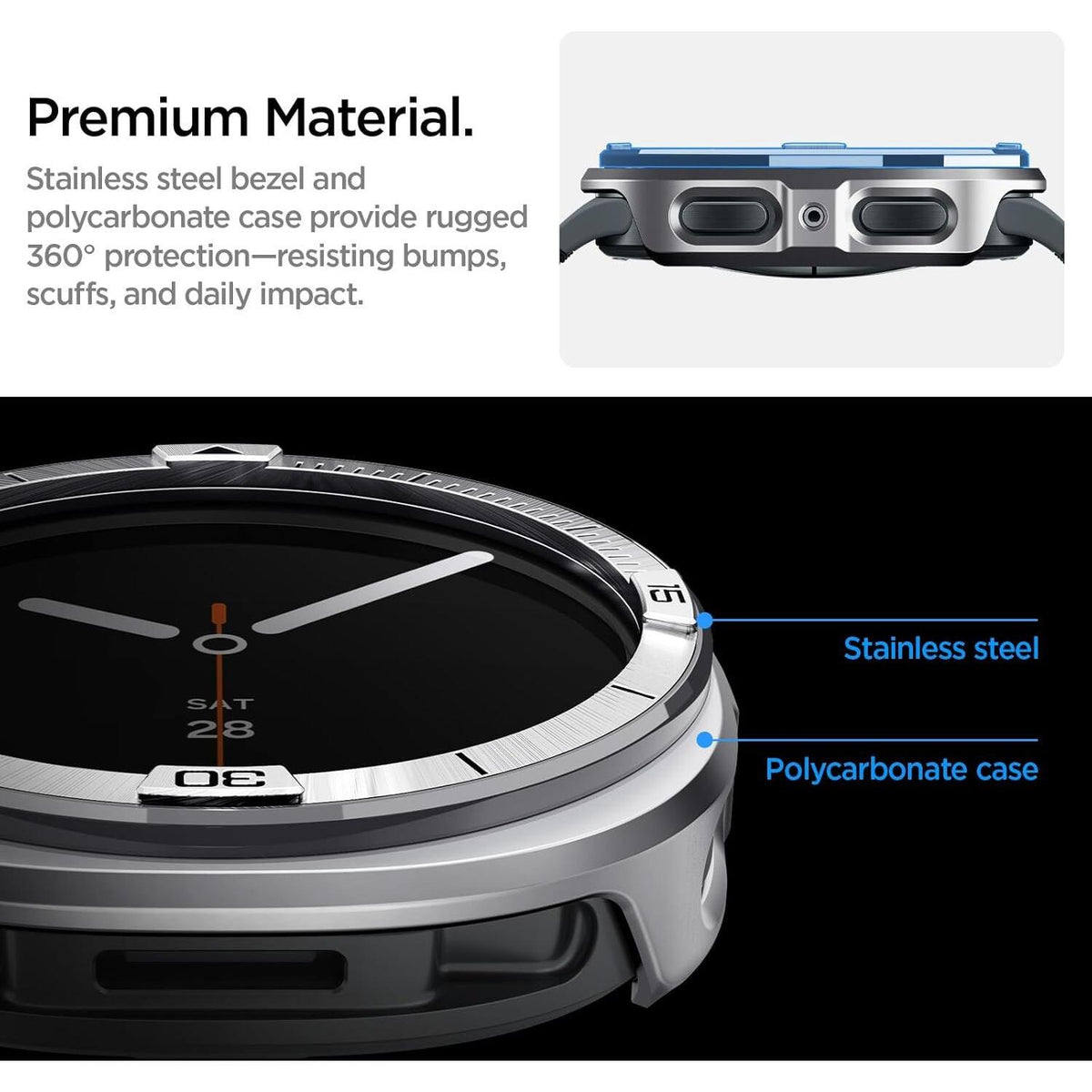 Στεφάνη Προστασίας Samsung Galaxy Watch 9 / 8 44mm Spigen Bezel Tune Pro από Ανοξείδωτο Ατσάλι - Silver (ACS10011)