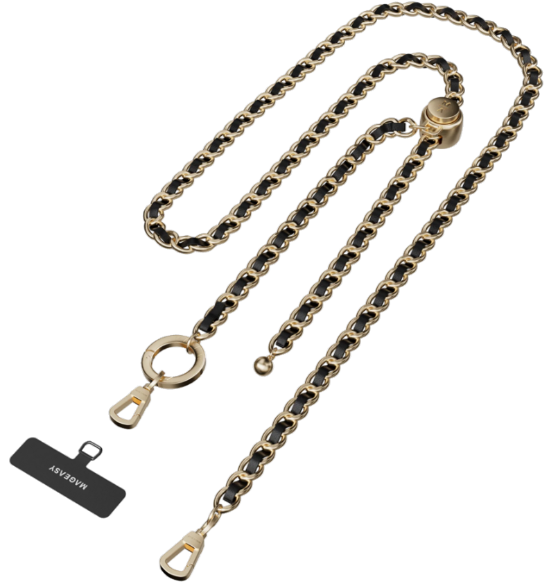 SwitchEasy MagEasy Leather Chain Strap Classic & Strap Card - Μεταλλικό Αποσπώμενο Λουράκι Λαιμού για Θήκες Κινητών iPhone - 