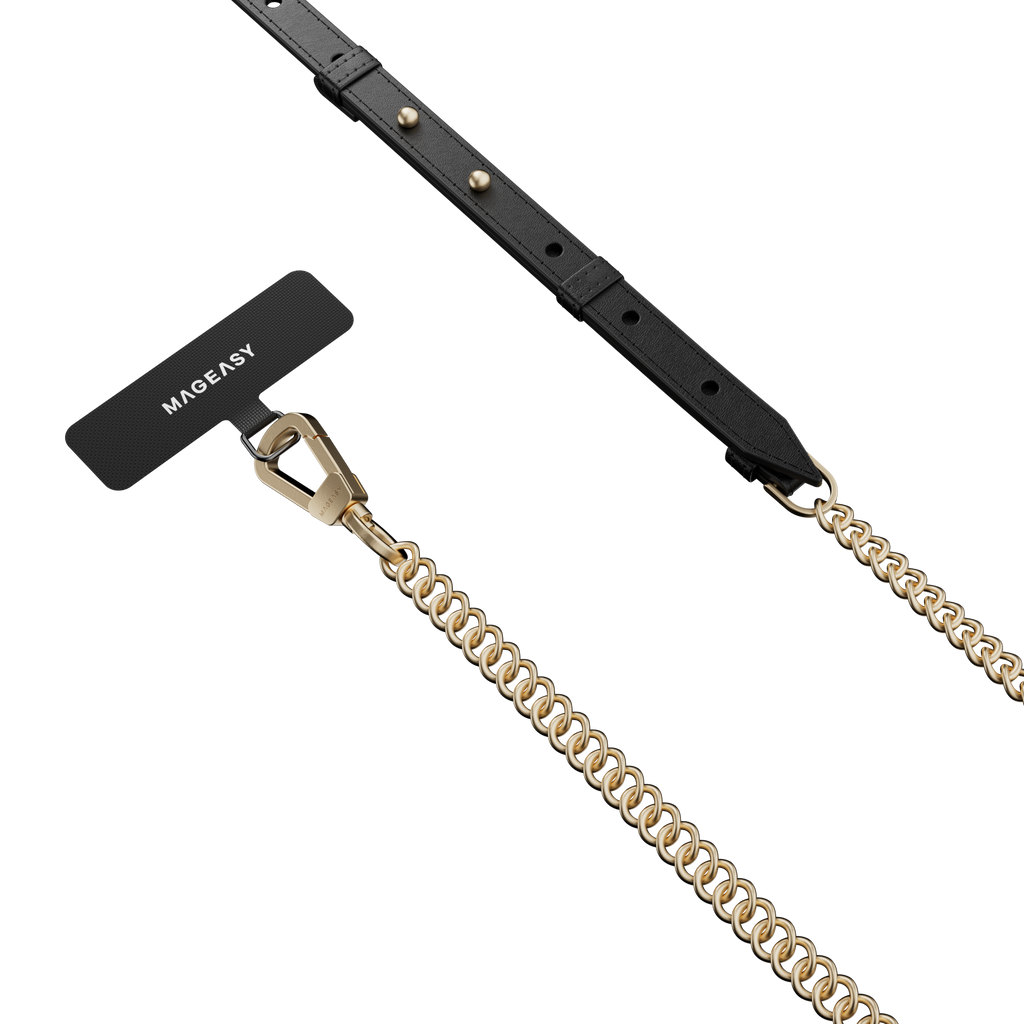 SwitchEasy MagEasy Leather Chain Strap Modern & Strap Card - Μεταλλικό Αποσπώμενο Λουράκι Λαιμού για Θήκες Κινητών iPhone - B