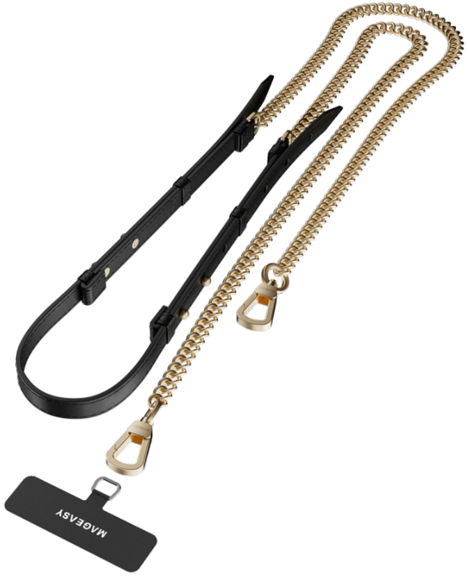 SwitchEasy MagEasy Leather Chain Strap Modern & Strap Card - Μεταλλικό Αποσπώμενο Λουράκι Λαιμού για Θήκες Κινητών iPhone - B
